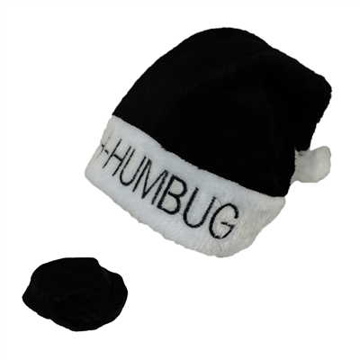 Bah Humbug! Santa Claus Christmas Hat Black & Chunk Of Coal