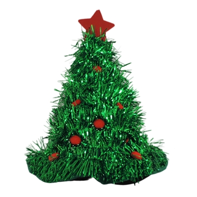 Green Tinsel Christmas Tree Holiday Novelty Costume Party Hat