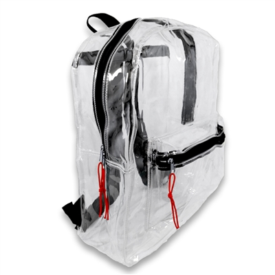 Transparent Security Clear Backpack Sports Events Bag w/ Black Trim