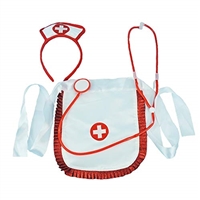 Sexy Nurse Costume 3 Piece Set Includes Hat Apron and Stethoscope White