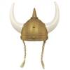 Adult Plastic Gold Norse Viking Helmet With Blonde Braids