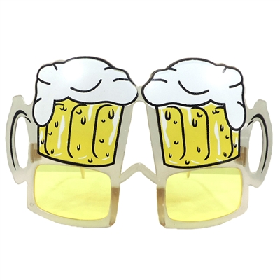 Yellow Beer Stein Goggles Clear Glasses Party Sunglasses