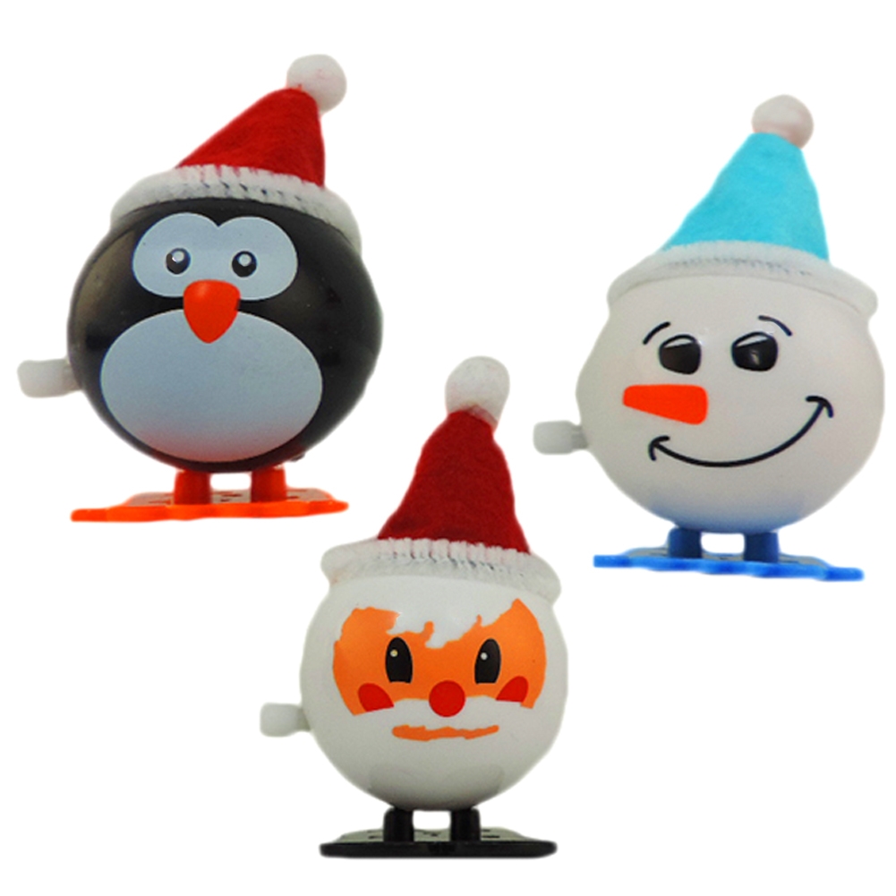 NOVELTY GIANT WWW.NOVELTYGIANT.COM 3 Pack Wind Up Jumping Christmas Set Santa Snowman & Penguin 