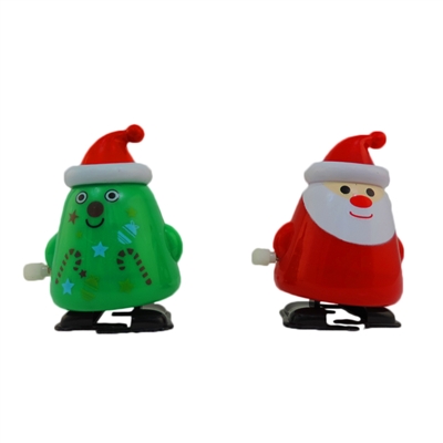 2 Pack Christmas Tree & Santa Wind Up Walking Novelty Gift Stocking Stuffer