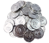 Silver Plastic Novelty Pirate Fake Coins Doubloons