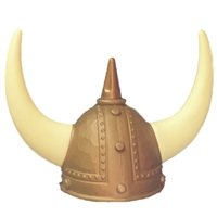 Norwegian GOLD Viking Helmet Costume Hat with Horns