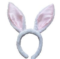 Soft White & Pink Easter Bunny Ears Headband
