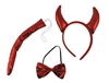 3 Piece Red Devil Horns, Bow Tie, And Tail Accessory Kit