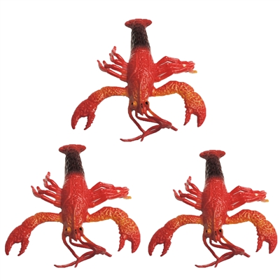 3 Pack Rubber Squishy Crawfish Crawdad Crayfish Mudbug Lobster