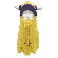 Viking Hat with Removable Beard Knitted Novelty Hat