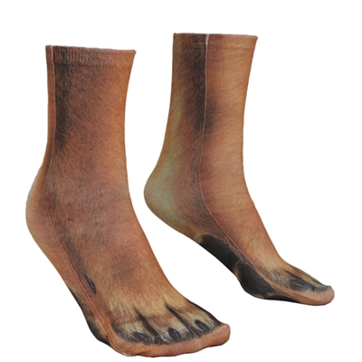 Adult 3D Animal Paw Feet Print Foot Crew Socks Elastic Hosiery Dog