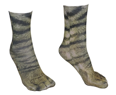 Adult 3D Animal Paw Feet Print Foot Crew Socks Elastic Hosiery Cat