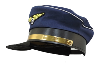 Navy Blue Airline Captain Pilot Aviator Airplane Costume Hat