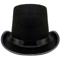 Black Permafelt Top Hat Formal Wear w/ Ribbon Accents
