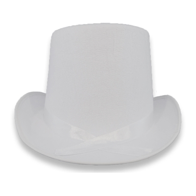 White Permafelt Top Hat With Ribbon Accents