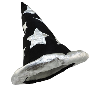 Black And Silver Pointed Wizard Sorcerer Hat