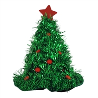 Green Tinsel Christmas Tree Holiday Novelty Costume Party Hat