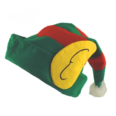 Santa's Helper Christmas Elf Hat with Attached Ears Green and Red