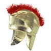 Plush Roman Trojan Warrior Spartan Soldier Gold Lamé Costume Helmet w/ Red Faux Fur Plume Crest