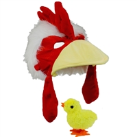 Chicken Rooster Plush Costume Hat With Wind Up Baby Chick