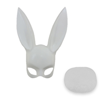 Adult Deluxe Sexy White Bunny Half Mask With White Tail Set