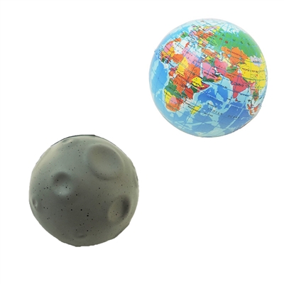 Earth Globe & Moon Squeeze Toy Stress Ball Set of 2