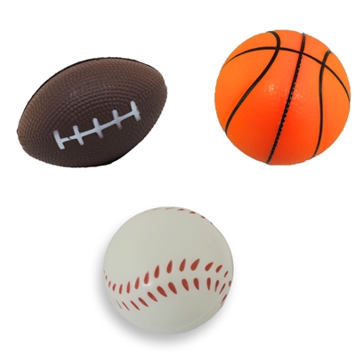 Stress Relief Squeezable Foam Sports Balls Package of Six (6)